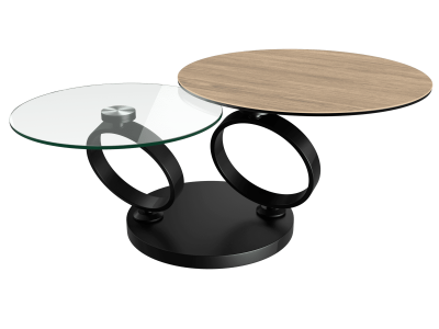 EOLIA - Table basse rotative 2 plateaux céramique et...