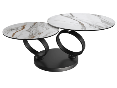 EOLIA - Table basse rotative 2 plateaux céramiques 13 finitions