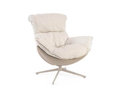 ARMELA - Fauteuil tissu et PU pivotant 2 coloris