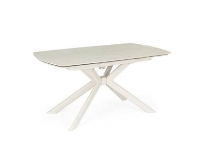JANIKA - Table plateau céramique piètement acier 2 finitions