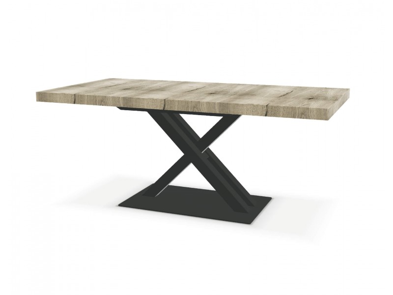 GARDEN - Table 4 pieds en 160 x 90 - Plateau droit 1 allonge centrale  papillon de 60 cm