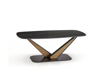 VEGAS - Table basse céramique pieds métal bois 3 finitions