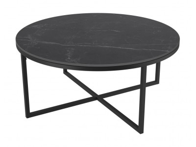 TALIA - Table basse céramique pieds laqué noir
